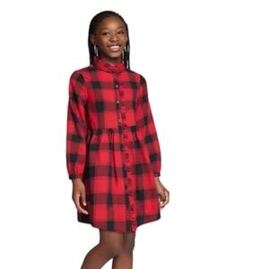 Gap Kids Girls Long Sleeve Red Plaid Shirt Dress NWT Size L 10/12